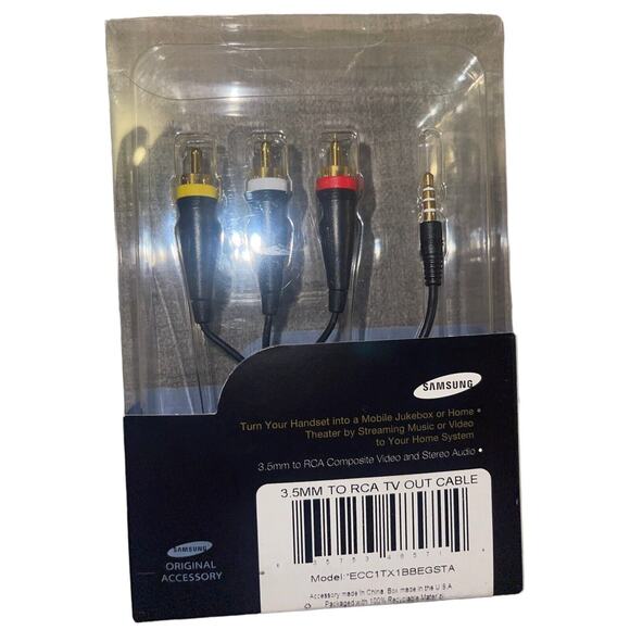 Samsung ECC1TX1BBEGSTA 1.8m OEM 3.5mm to RCA TV-Out Cable for Samsung Phones - Picture 2 of 2